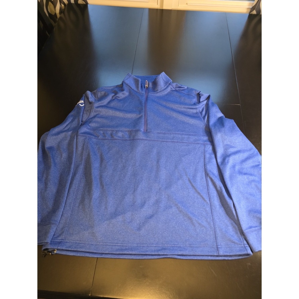 Callaway Weather Series Men's Medium Blue 1/4 Zip Waffle Fleece Golf Pullover